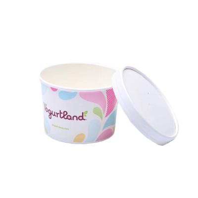 China FROYO YOGURT Custom Design Eco-Friendly PLA Coated Double Wall Ice Paper Cup 16oz for sale