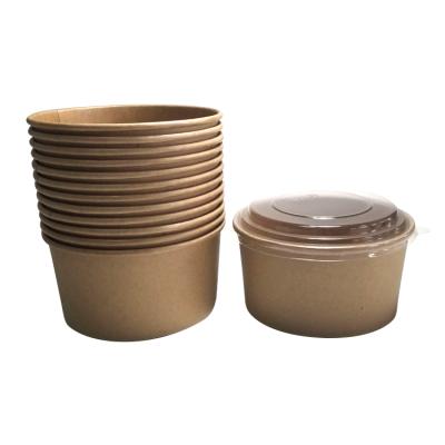 China Eco Friendly Disposable Round To Go Kraft Paper Set Eco Friendly Customized Salad Box for sale