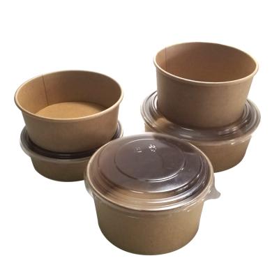 China Custom Disposable PLA Bagasse Kraft Disposable Salad Bowl With Lid for sale