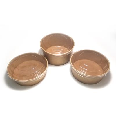 China Disposable Eco Kraft Paper Cardboard Salad Food Bowls Disposable Round Container for sale