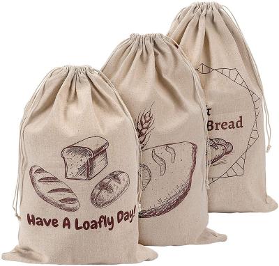 China Small Pocket Top Popular Custom Drawstring Bread Recycled Canvas Bag for sale