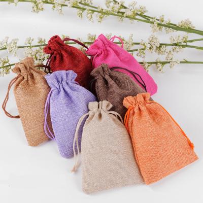 China Custom Wholesale Promotional Eco-Friendly/High Quality/Recyclable Jute Burlap Logo Small Linen Pouch Jewelry for sale