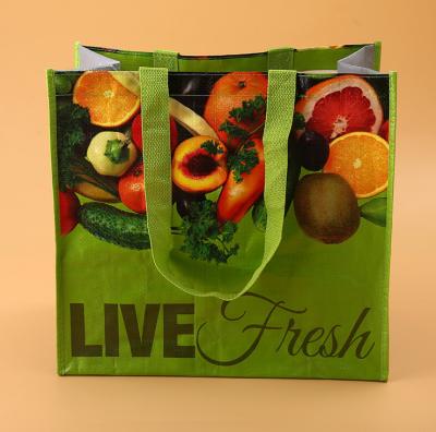 China Eco-friendly Eco-friendly RPET Fabric PP Noven Printing Recycled Ultrasonic Shopping Bag for sale