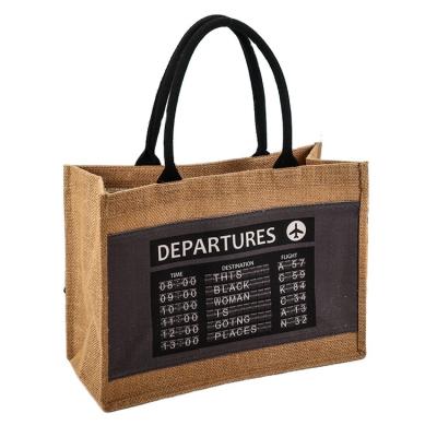 China Wholesale Custom Printed Eco Friendly Reusable Shopping Reused Factory Flight Schedule Tote Burlap Jute Bag for sale