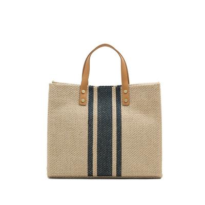 China Fashion Recycled Custom Laminated Jute Korean Ladies Style Beach Jute Tote Bags For Women for sale