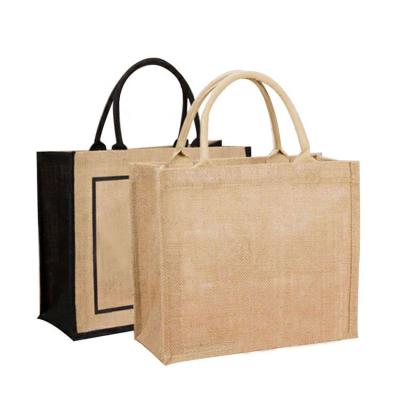 China Wholesale Custom Shopping Bag Recycled Logo Natural Burlap Eco Friendly Tote Bags Reusable Gunny Jute Printing for sale