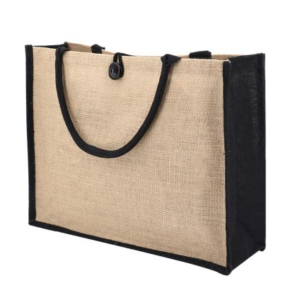 China Eco-Friendly Laminated Canvas Reusable Buying Burlap Wholesale Reused Tote Bag With Custom Jute Jute Logo for sale