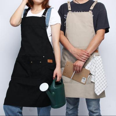 China 100% Eco-Friendly Wholesale Cafe Kitchen Men Women Customized Logo Canvas Fabric Cooking Aprons Printed for sale