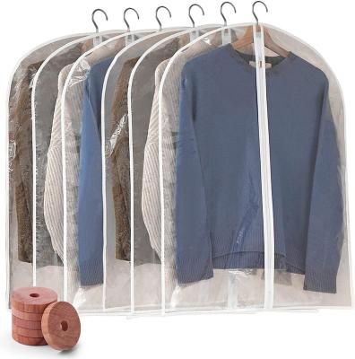 China Eco-friendly Travel Hanging Clothes Clear Plastic Zippered Suit Coat Dustproof Protector Covers Garment Bags For Closet Storage for sale