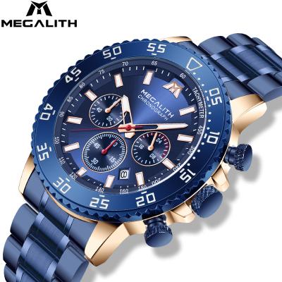 China Chronograph Business Man Megalith Factory Chronograph Stainless Steel Strap Fashion Wristwatch Quartz Watches for sale