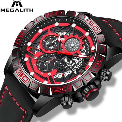 China Luxury Wholesale Saat Megalith Chronograph Leather Band Automatic Wristwatches Date Watch for sale