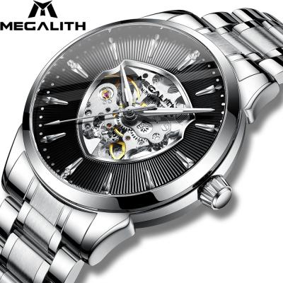 China New Water Resistant MEGALITH Design Hollow Dial Japan Movt Mechanical Men Watch With Waterproof Stainless Band Wristwatch For Men for sale