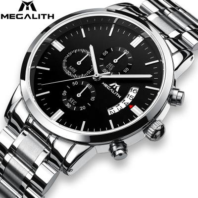 China Luxury Logo Mens Watches Custom Charm Chronograph Megalith Relogio Masculino Mens Stainless Steel Quartz Watch for sale