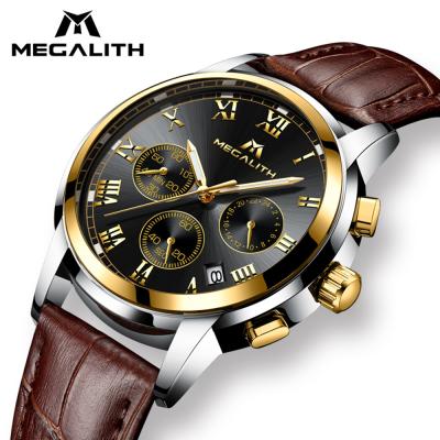 China MEGALITH Japan Chronograph Movt. Custom Leather Wrist Watch Brand Luxury Wristwatches Manufacturer Quartz Watch for sale