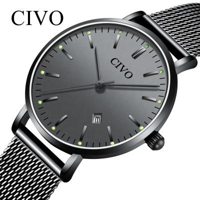 China Auto Date Classic Customize Civo Fashion Stainless Steel Strap Back Pair Couple Wrist Quartz Watch Women for sale