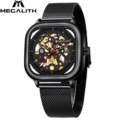 China Chronograph MEGALITH Men Fashion 2019 New Style Mechanical Watch Waterproof Watch Relogio Masculino Rectangle Dial Mesh Strap Big for sale