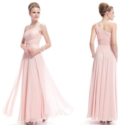 China Fashion Rhinestone Pleated Womens Prom Dresses One Shoulder Bridesmaid Dresses for sale