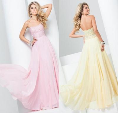 China Floor Length Strapless Chiffon Womens Prom Dresses with Sweetheart Neckline for sale