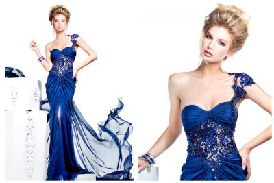 China Sheath Sweetheart One Shoulder Celebrity Prom Dresses with Beaded Sequins Lace Applique for sale