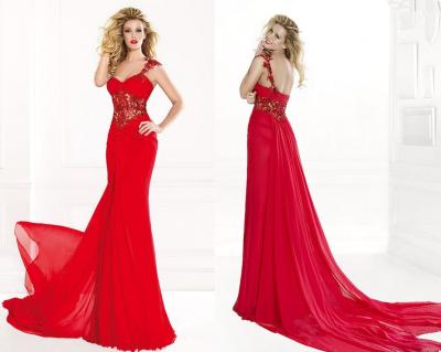 China Red Mermaid Sweetheart One Shoulder Celebrity Prom Dresses for Summer , Spring for sale