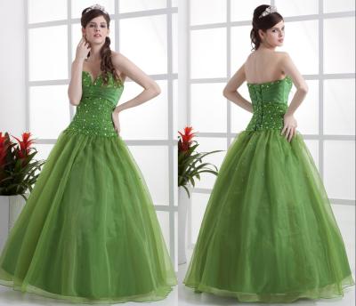 China Green Strapless Beautiful Princess Themed Quinceanera Dresses with Open Back for sale