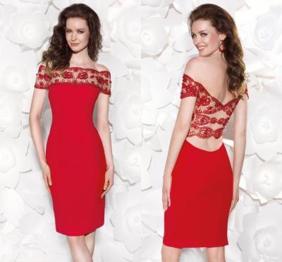 China Red Off Shoulder Evening Dresses for sale