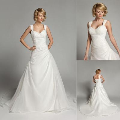 China Ladies Chapel Train Spaghetti Strap Wedding Dress with Sweetheart Neckline for sale