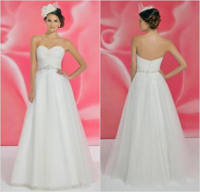 China Tulle Sweetheart Open Back Strapless Wedding Gowns Floor Length with Pleated Beads for sale