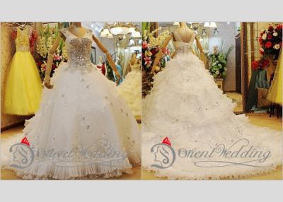 Cina Vestiti da sposa eleganti dall'organza del collo a V con le maniche del cappuccio per la primavera, autunno in vendita