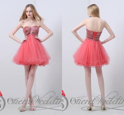 China Beading Crystals Girls Homecoming Dresses Tulle Sweetheart Short for sale