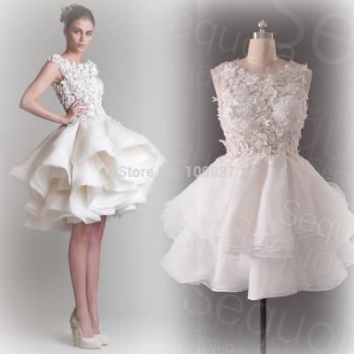 China Organza Petite Women Wedding Dresses , Lace Applique Bridal Ball Gowns for sale