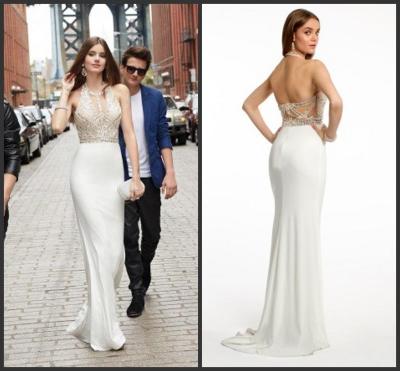 China Luxurious Womens Prom Dresses Sleeveless in White , Hollow Back for sale