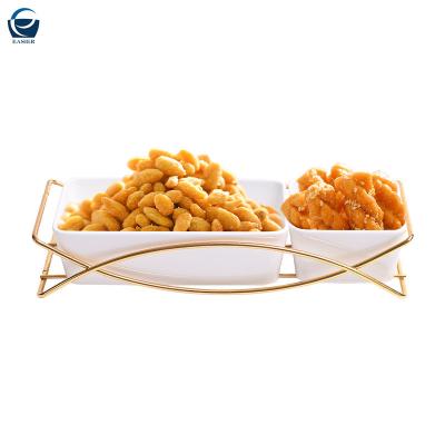 China Viable Simple Creative Geometric Dish Decoration Household Tableware Combination Snack Dried Fruit Dish With Tray for sale