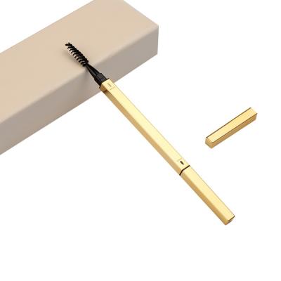 China New product private label brand eyebrow waterproof double head gold automatic thin powder eyebrow pencil with brush for sale