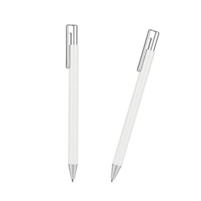 China Promotional Five Star Custom Logo Hotel Pen Mini Ballpoint Pen, White Slim Plastic Ballpoint Pen for sale