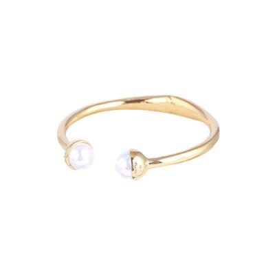 China European Vintage American TB Jewelry Fashion Inlaid Metal Gold Plated Logo Pearl Texture Smooth Opening Elastic Bangle Bracelet for sale