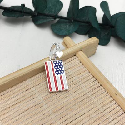 China Fashionable Wholesales Fashion 925 Sterling Silver Spanish Bear Pendant American Flag Women Dangle Jewelry For Touses for sale