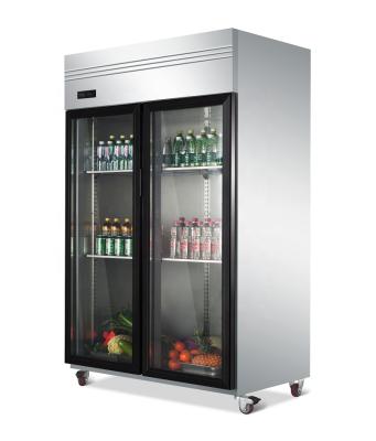 China New Arrival Single-temperature Upright Glass Door Milk Drink Beverage Restaurant Showcase Chest Freezer Refrigerator Commercial Used for sale