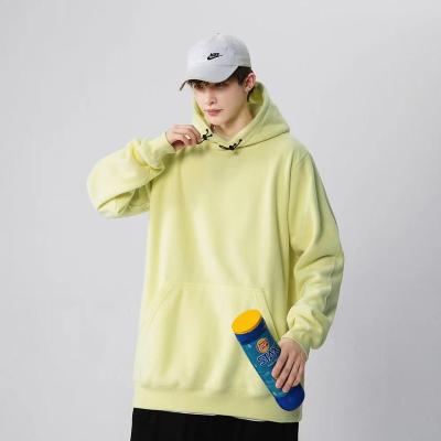 China Anti-pilling 2021 new fleece sweater double-sided logo hooded workwear shift clothes couples party solid color empty pullover for sale