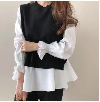 China Korean anti-pilling 2022 women's two-piece spring and autumn new knitted suit tops for sale