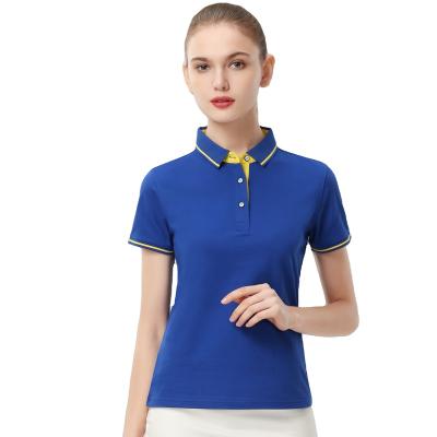 China 2020 Wholesale 2020 Fashion Women Polo T-shirt Blank Multi Color Block Collar Single Collar Anti-wrinkle 1878 Custom Color Print Logo Design for sale