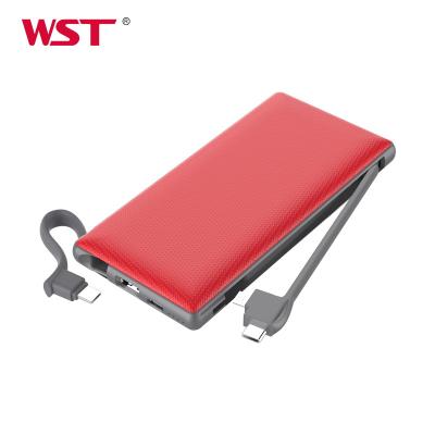 China Portable Fast Charging Support 10000mah Large Capacity Fast Charging Power Bank Built In Cable Type C Fast Charging Phone Charger for sale