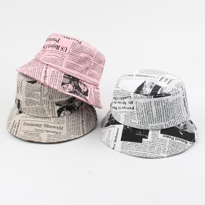 China Wholesale Hot Sale 2021 Summer New Design Hip Hop Hat Retro Old Newspaper Graffiti Floppy Fisherman Unisex Bucket Hat Character for sale