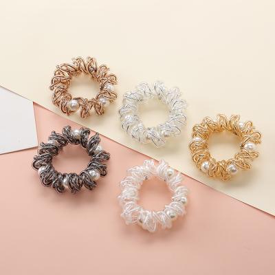 China Soft Pearl Hair Band Accessories TPU Phone Rope Elastic Hairband Phone Rope Ring Soft New For Women Girl Classic for sale