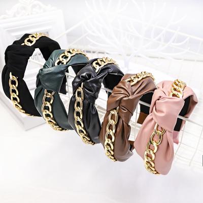 China 2021 Wholesale New Arrived Central Institute of Statistics Fashion Headband Hair Accessories Poly Metal Urethane Chain Headband for sale