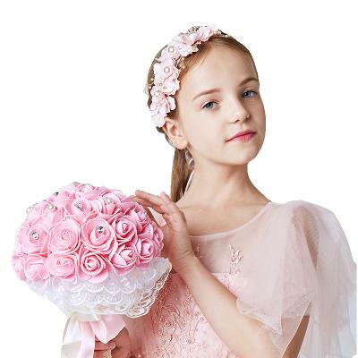 China Fashionable New Style Hot Wholesale Hit 2021 Mesh Pearl Headband Flower Wedding Kid Child Girl Hair Band Accessories for sale