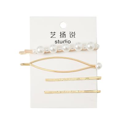 China Fashionable high quality one word bead clip wholesale 2021 summer new hot style hair clip jewelry set for girls bead one word clip for sale