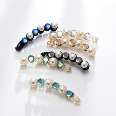 China 2021 fashionable style hot selling colorful camellia pearl factory pin pearl hair clip women barrettes banana clips hair clips wholesale for sale