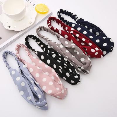 China Hot Wholesale New 2021 Dot Crosshead Girl's Hair Style Ribbon Accessories Lovely Hair Band Cloth for sale