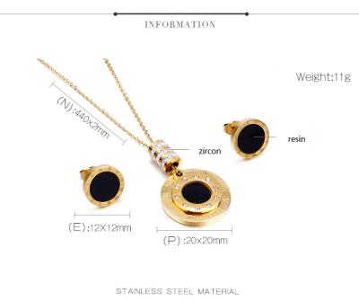 China Wholesale fashion CLASSIC gold necklace wholesale silver Roman digital women's creative temperament titanium steel earring set for sale